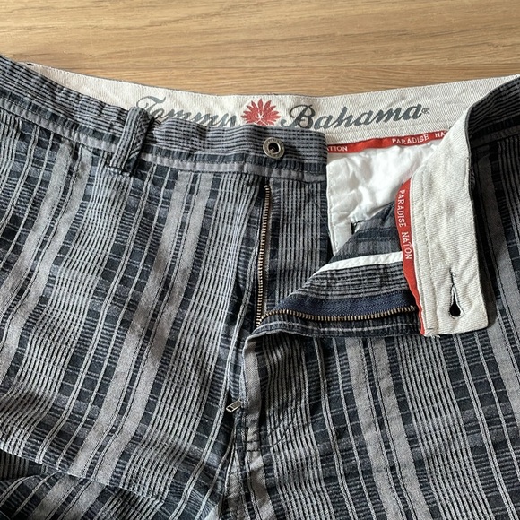 Tommy Bahama Paradise Nation Men’s Silk/Cotton/Linen Bend Gray Plaid Shorts 36 - Picture 5 of 9